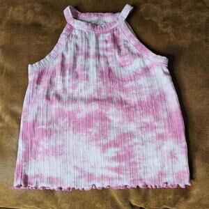 Wonder Nation Pink Tie-Dye Ribbed Tank Top Size S